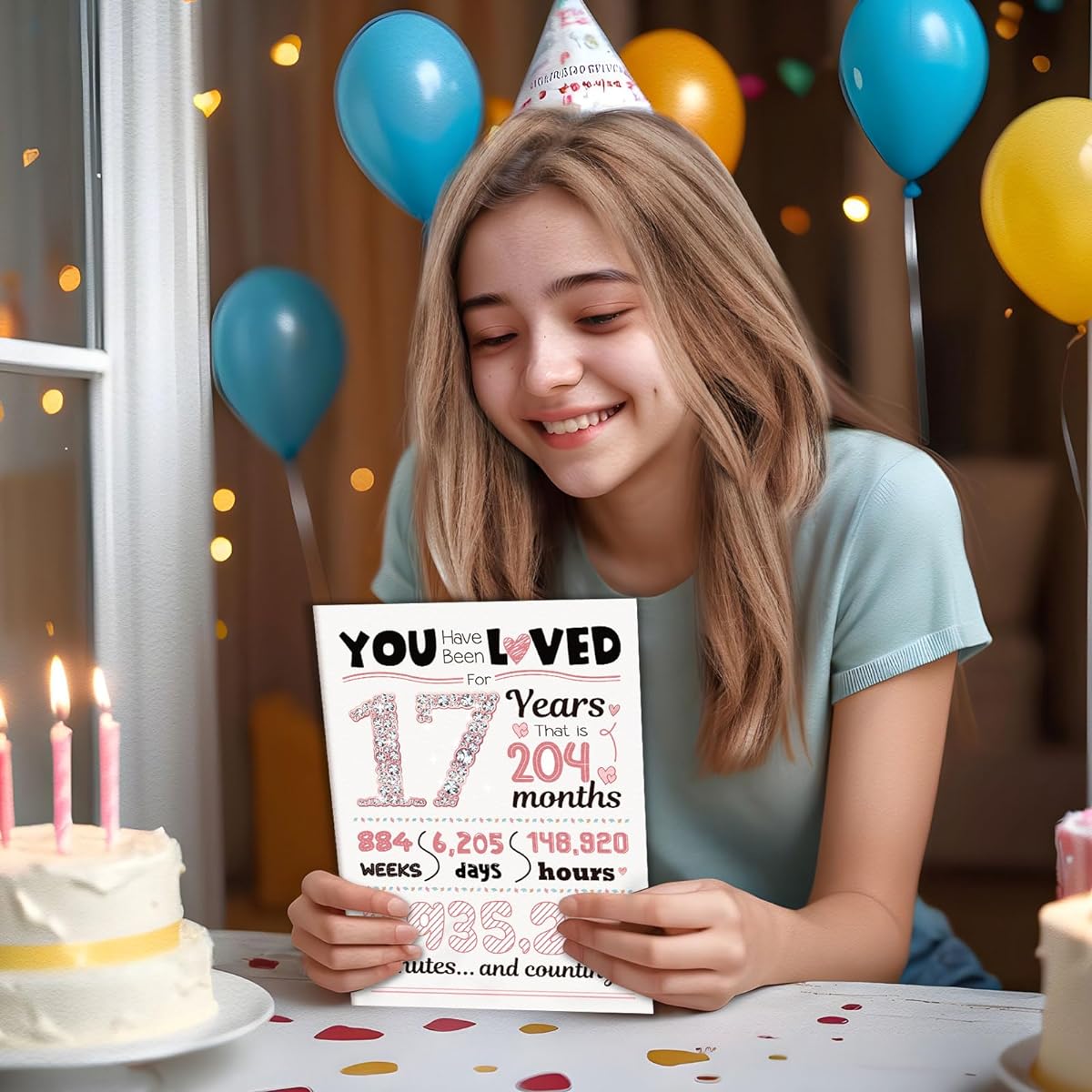TSVATE 17th Birthday Cards, Funny Happy 17th Birthday Cards for Girls, Daughter, Adult Granddaughter, Birthday, Sister, Niece, Friend Gifts, 17th Birthday Cards Greeting Cards for 17 Year Old Girls, Rose Gold