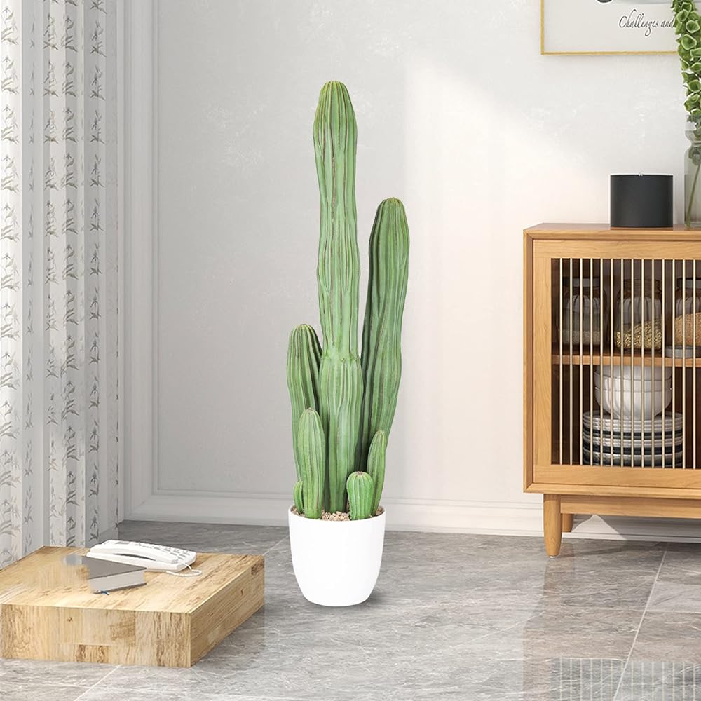 Artificial Plant Cactus Fake Green 78CM Artificial Flower Ornamental Tree Photocatalyst Air Purifier Interior Decoration No Care Required No Watering Office Home Decoration