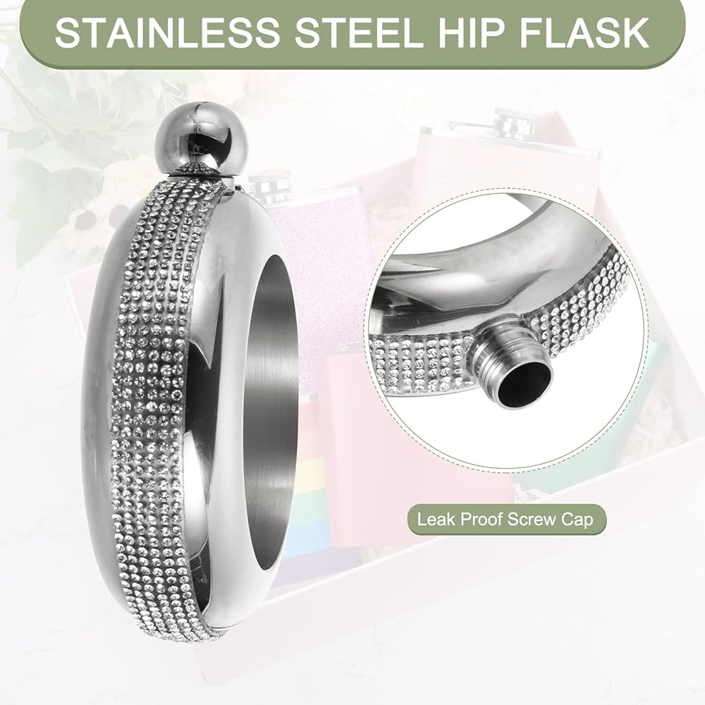 uxcell Hip Flask for Liquor 3.5oz 100ml Stainless Steel Leak Proof Drinking Flask for Camping Hiking Outdoor Activities Silver