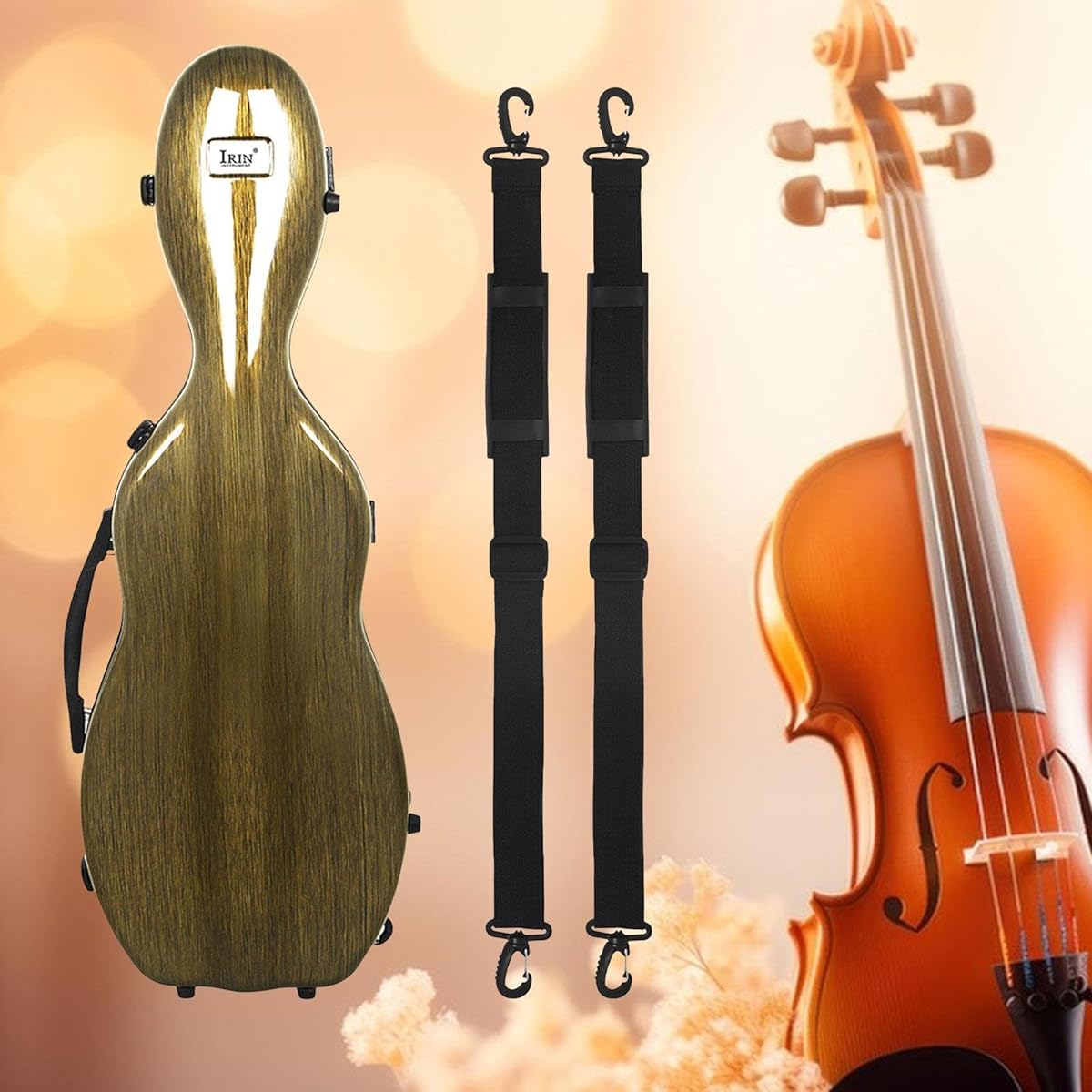 Perfk Violin Hard Case Portable Violin Carrying Bag Violin Storage Box with Built-in Thermometer for Beginners, Brown