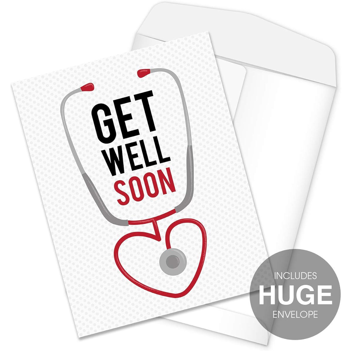 Large Illustrated Get Well Card/8.5" x 11" Large Greeting Card/Modern Extra Large Stethoscope Card
