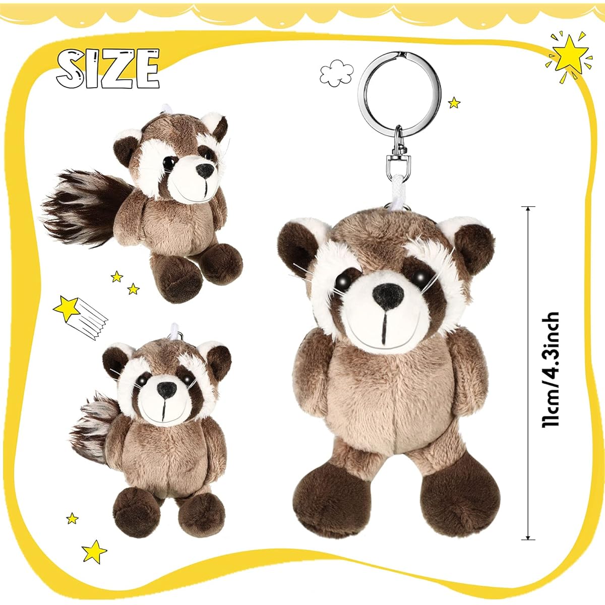8 Pieces Stuffed Keychain Raccoon Keychain Pendant Toy Mini Raccoon Keychain Cute Soft Raccoon Stuffed Animal Toy Christmas Birthday Present Boys Girls