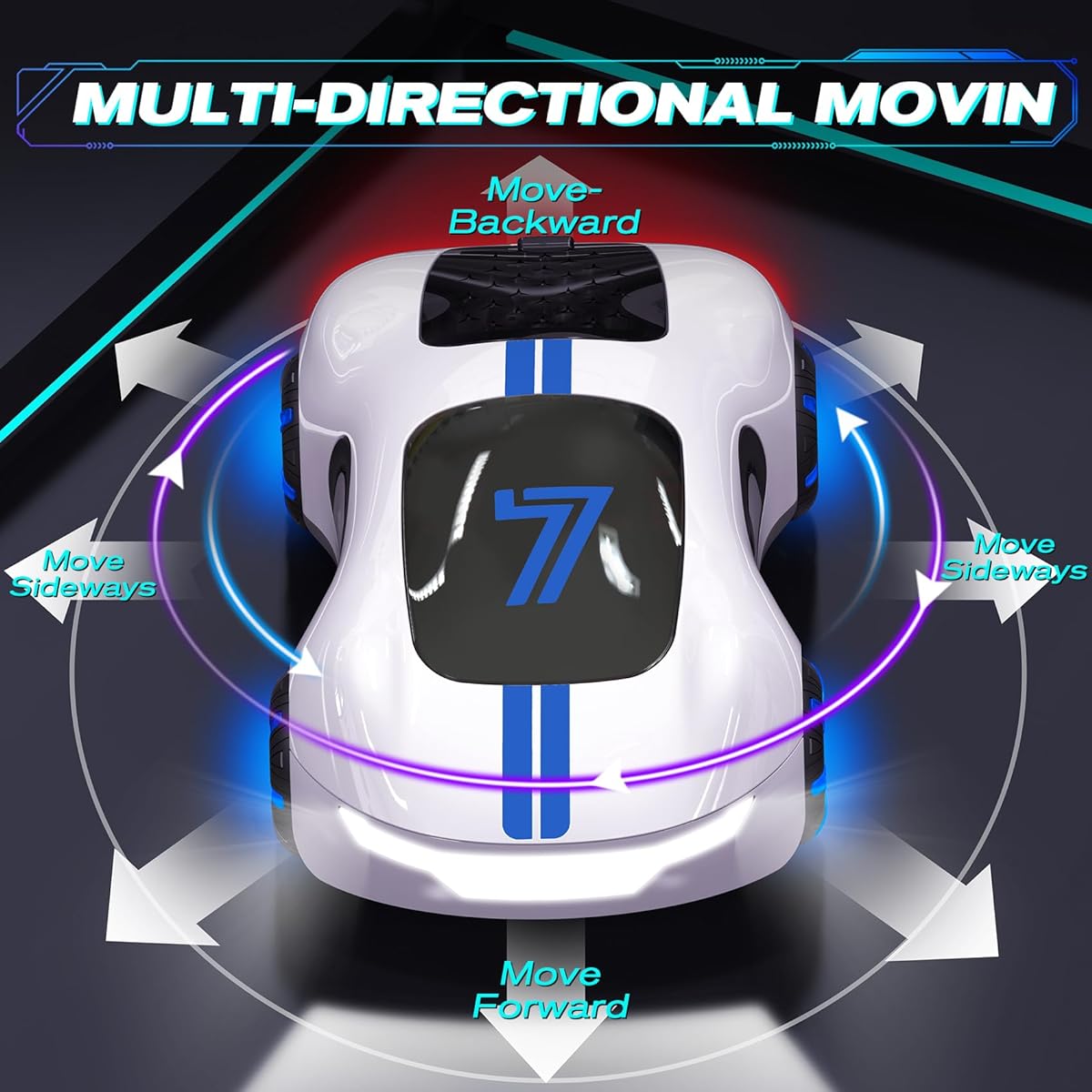 Remote Control RC Car Toy: Gesture Drift Stunt Car Hand Sensing Control RC Toys for Kids Birthday Gift 2.4GHz Double Sided 360° Off-Road Rotation with Light Music Spray White