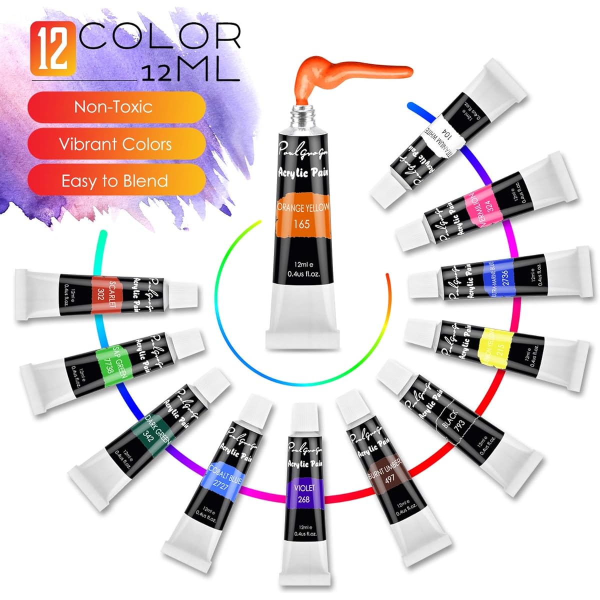 PACETAP Acrylic Paint Set, Watercolor Paint Set with 12 Artist Paint Brushes, 24 Sketch Pads, 2 Sponges, 1 Palette, 1 Storage Bag, Art Supplies Starter Kit for Kids/Adults/Beginners