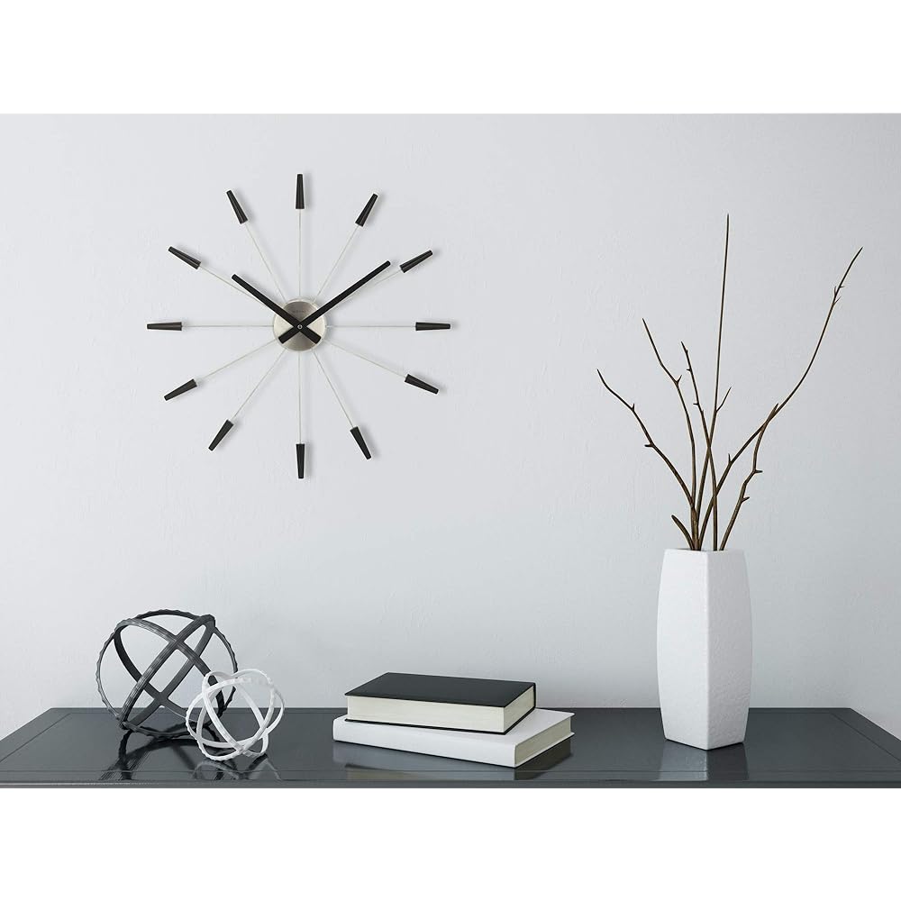 NeXtime wall clock "PLUG INN", very quiet, black, made of stainless steel, ø58 cm