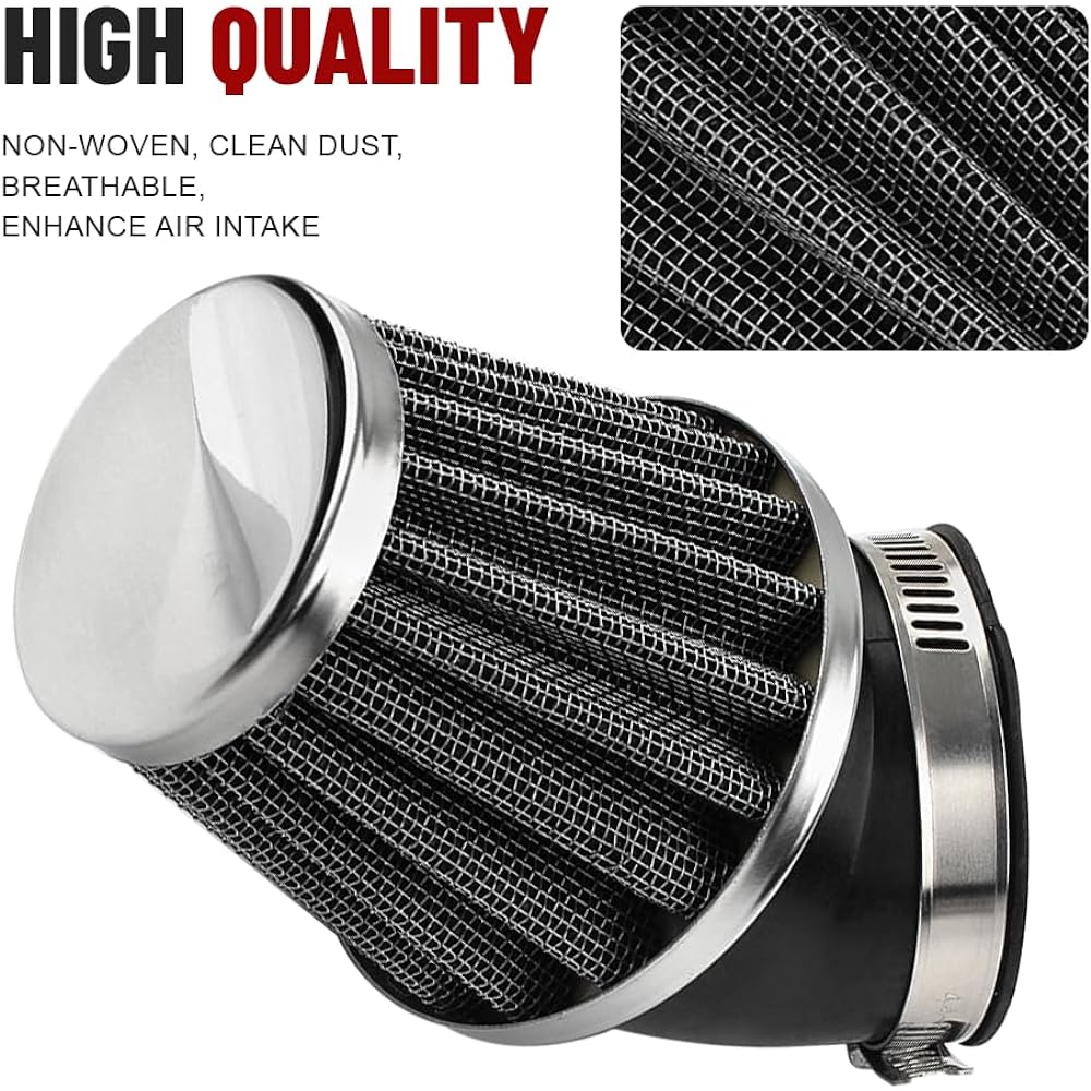 Newsmarts 50mm Curved Motorcycle Air Filter Dirt Pit Quad ATV Bike Buggy Go Kart for Honda Kawasaki 50cc Chinese Scooter Aprilia Benelli