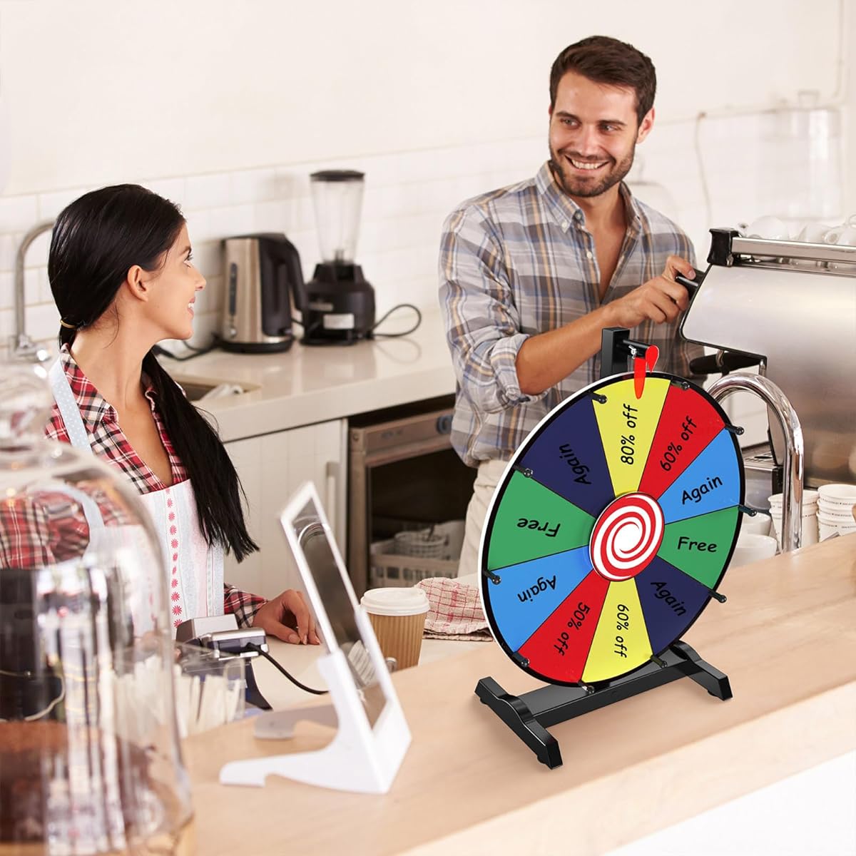 XvmeiMym 12" Spinning Prize Wheel 10 Slots Tabletop Spinner Heavy Duty Base Roulette Wheel for Carnival Trade Show Win Fortune Spin Game
