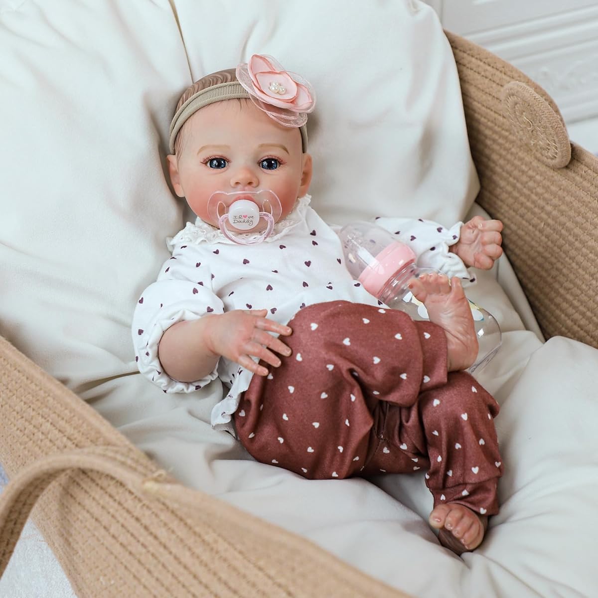 KSBD Lifelike Reborn Baby Doll - 18 Inch Realistic Newborn Doll Girl Realistic Baby Doll with Soft Weighted Body Real Baby Reborn Gift Set for Ages 3+