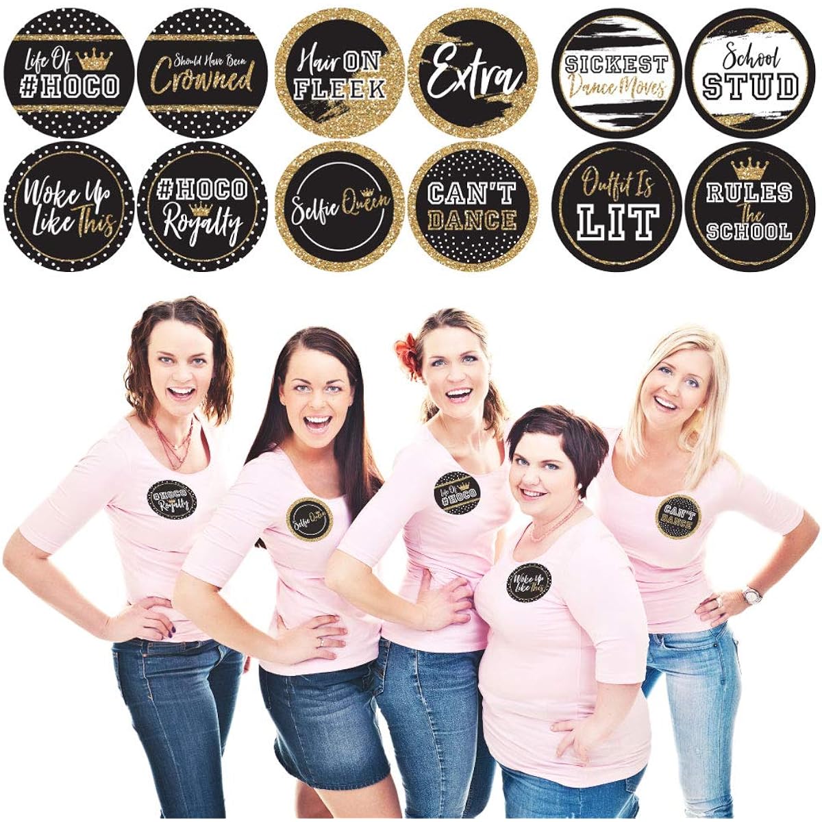 Big Dot of Happiness Hoco Dance - Homecoming Funny Name Tags - Party Badges Stickers Set of 12