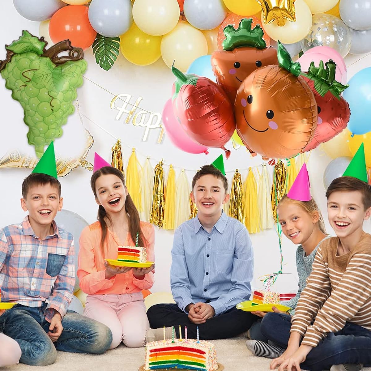 VYNYJOAN 8pcs Fruit & Vegetable Balloons Foil Balloons for Birthday Baby Shower Summer Theme Party Supplies