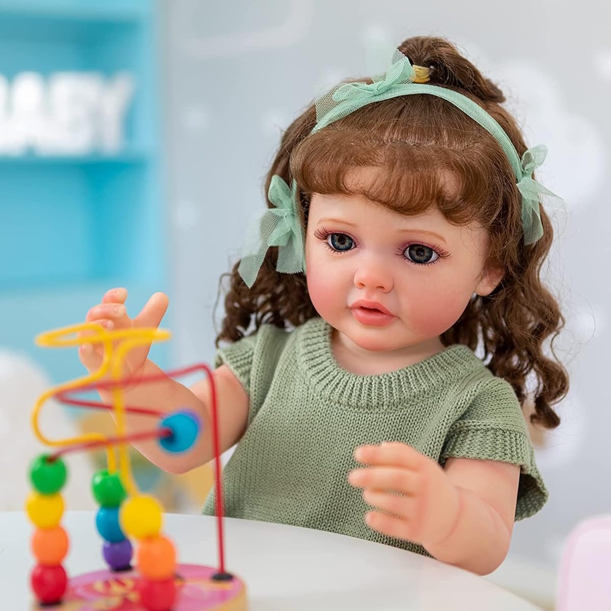 Reborn Baby Doll Silicone Vinyl Full Body Grill - 22" Realistic Newborn Toddler Doll Anatomically Correct Washable Toy for Ages 3+