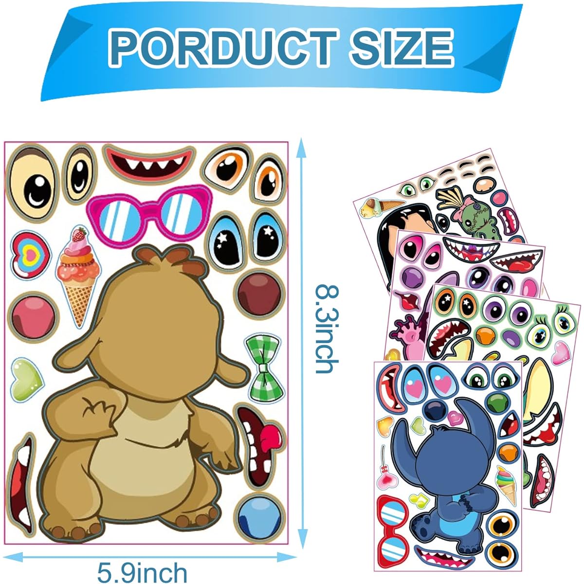 36Pcs Make Your Own Lilo & Stitch Toys Stickers Sheet,Lilo & Stitch Birthday Party Favors for Lilo & Stitch Birthday Party Supplies