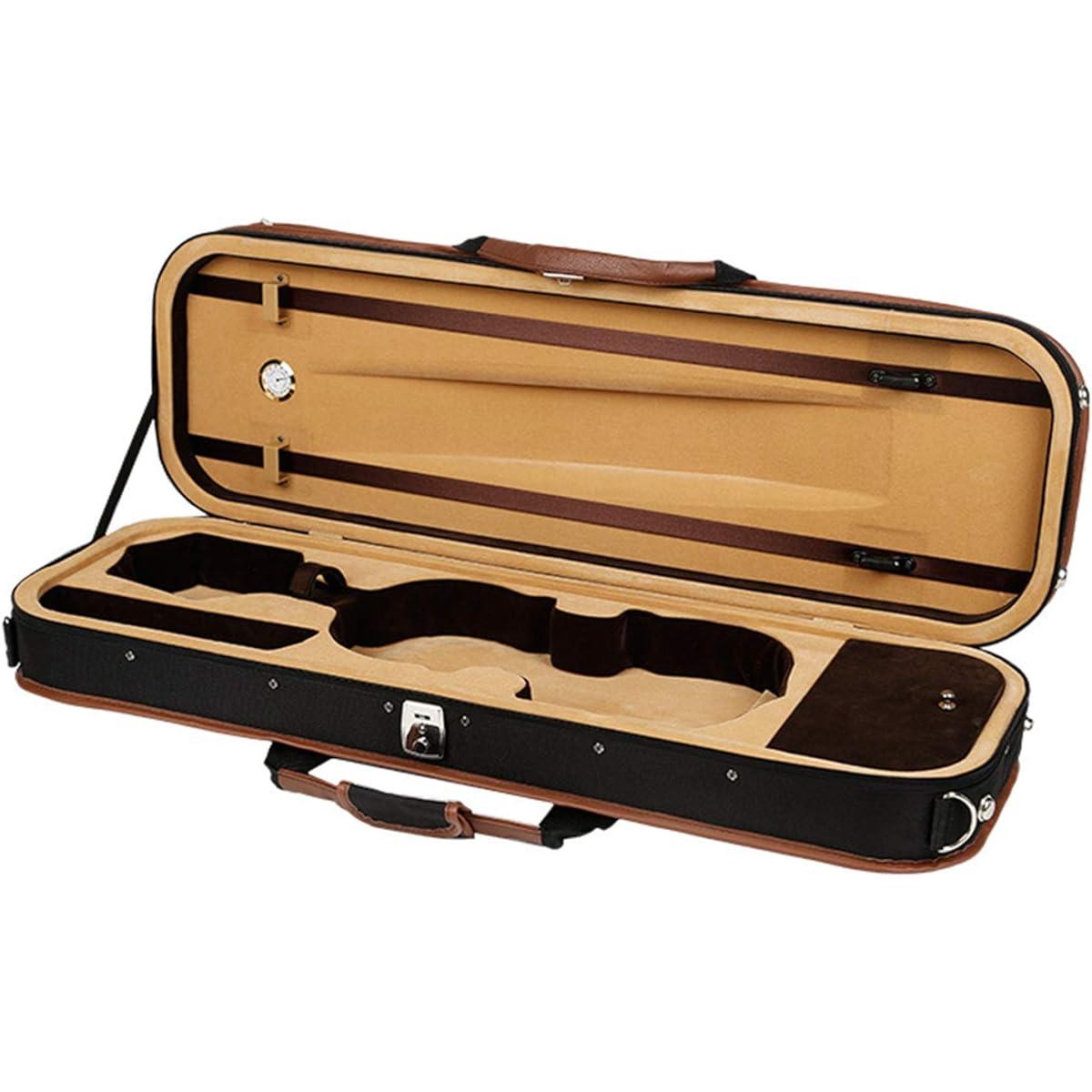 Violin Case Violin Hard Case Foam Humidity Hygrometer High Density Oval Shape with Strong Zipper Sturdy Lightweight Pressure Resistant (Color: Gray, Size: 3/4)