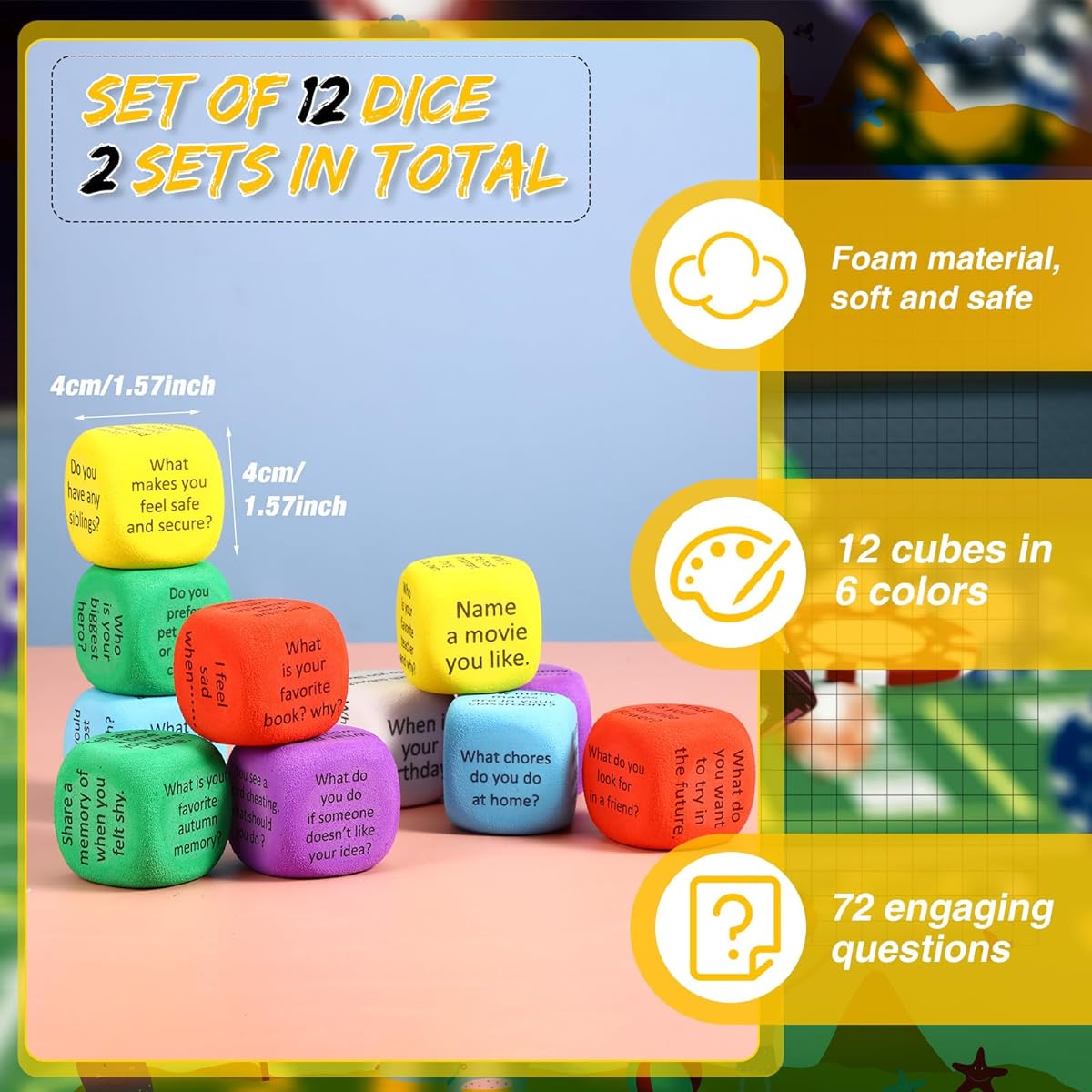 Libima Conversation Cubes Social Emotional Learning Activity Dice Cubes Games for Kids Teachers Classroom School Counselors Speech Therapy Toys 24pcs