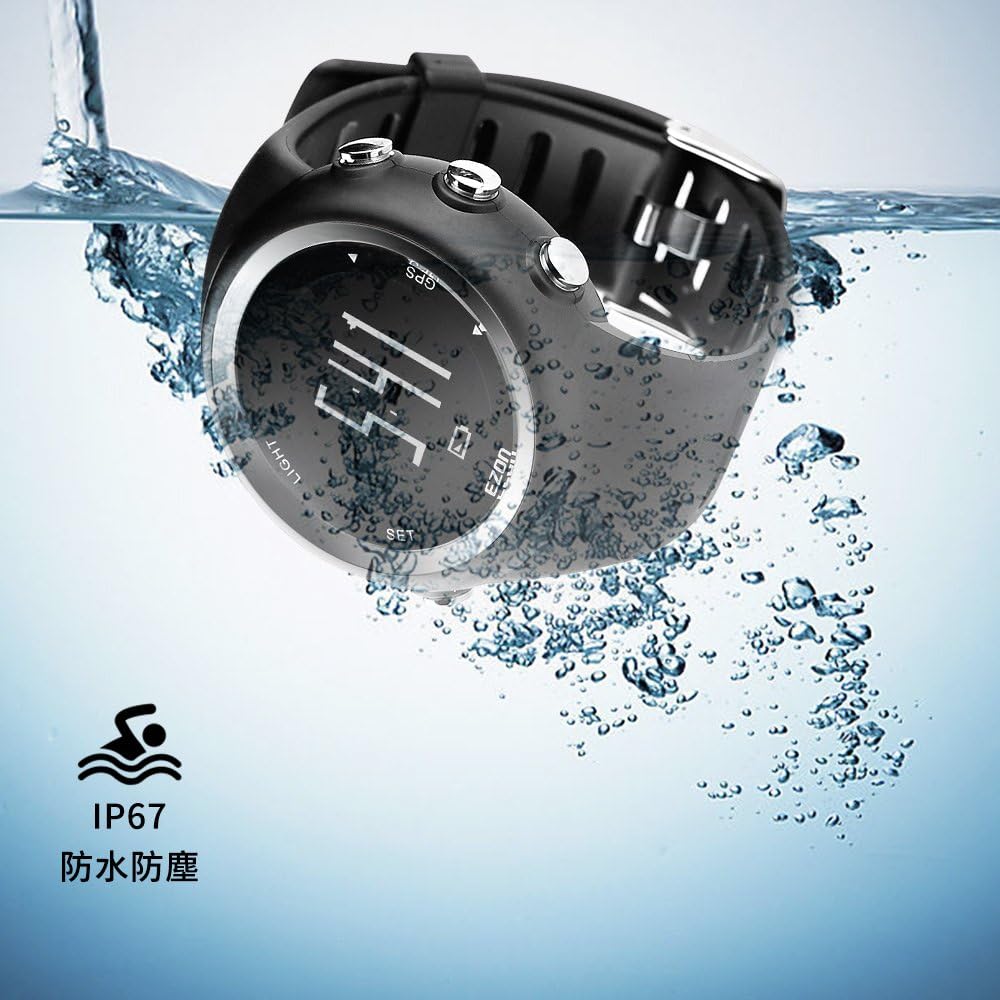 Running Watch GPS Watch Digital Watch Waterproof Lightweight with Bluetooth Pedometer EZONT031B01