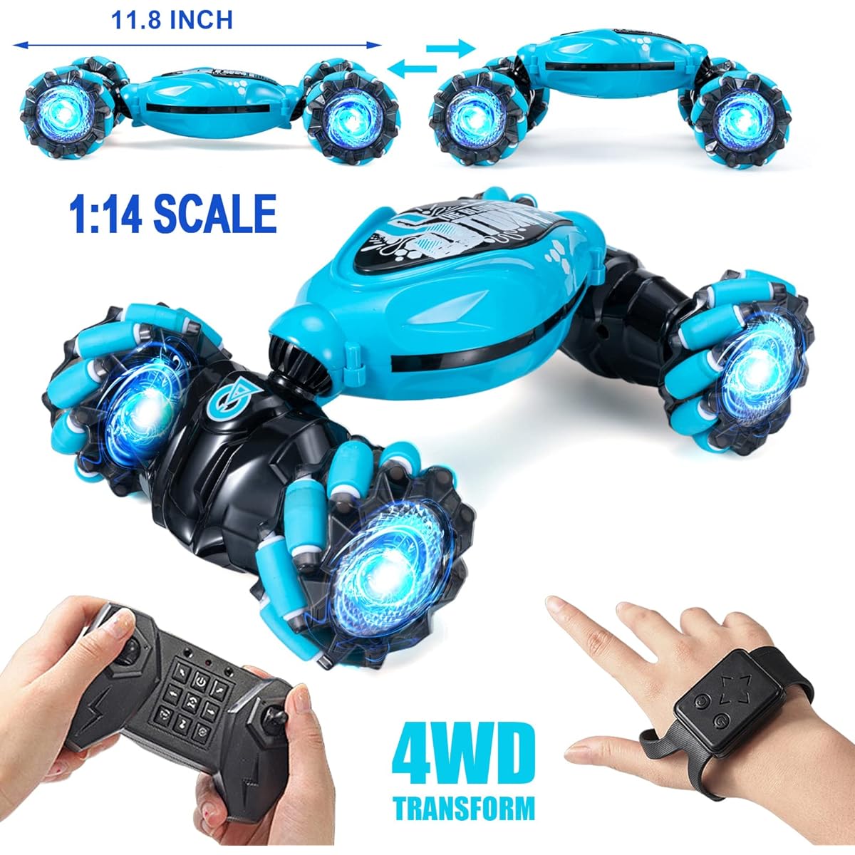 KunisJoy 1:14 Gesture RC Car Large Remote Control Car for Boys Hand Control Radio Controlled Car All Terrain Monster Truck for Boys RC Stunt Car 360° Flip for Ages 4-12 with Light Music
