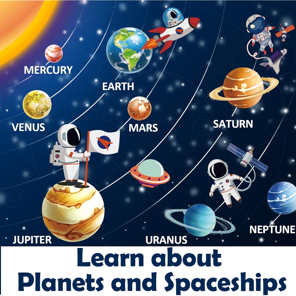 iPlay, iLearn Kids Puzzles Ages 4-8 Wooden Solar System Floor Puzzle Ages 3-5 Large Round Space Planets Jigsaw Puzzle Toy Educational Learning Gifts for 6-7-8 Years Toddlers Boys Girls Kids