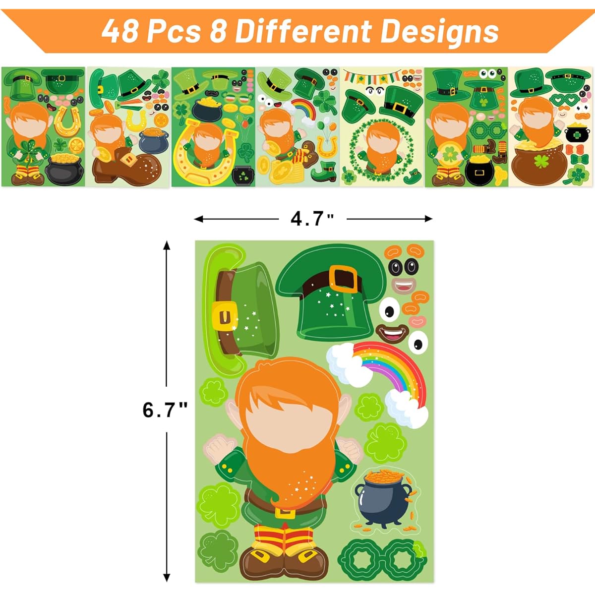 St. Patrick's Day Stickers for Kids 48 Pcs Make Your Own St. Patrick's Day Sticker Sheets Home Classroom Party Favor Art Craft School Rewards