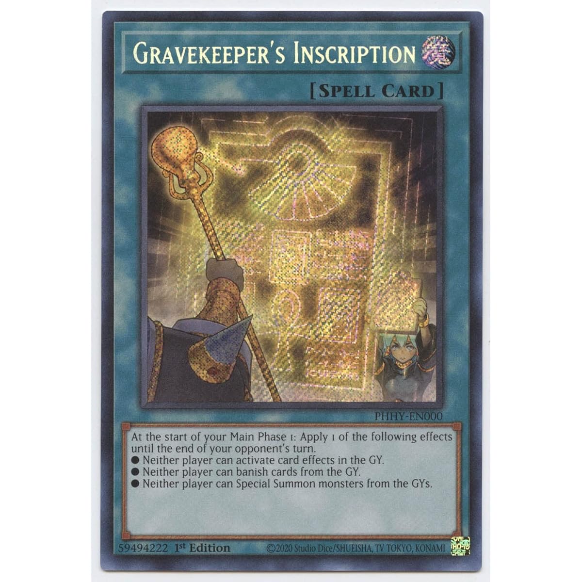 Gravekeeper's Inscription - PHHY-EN000 - Secret Rare - 1st Edition