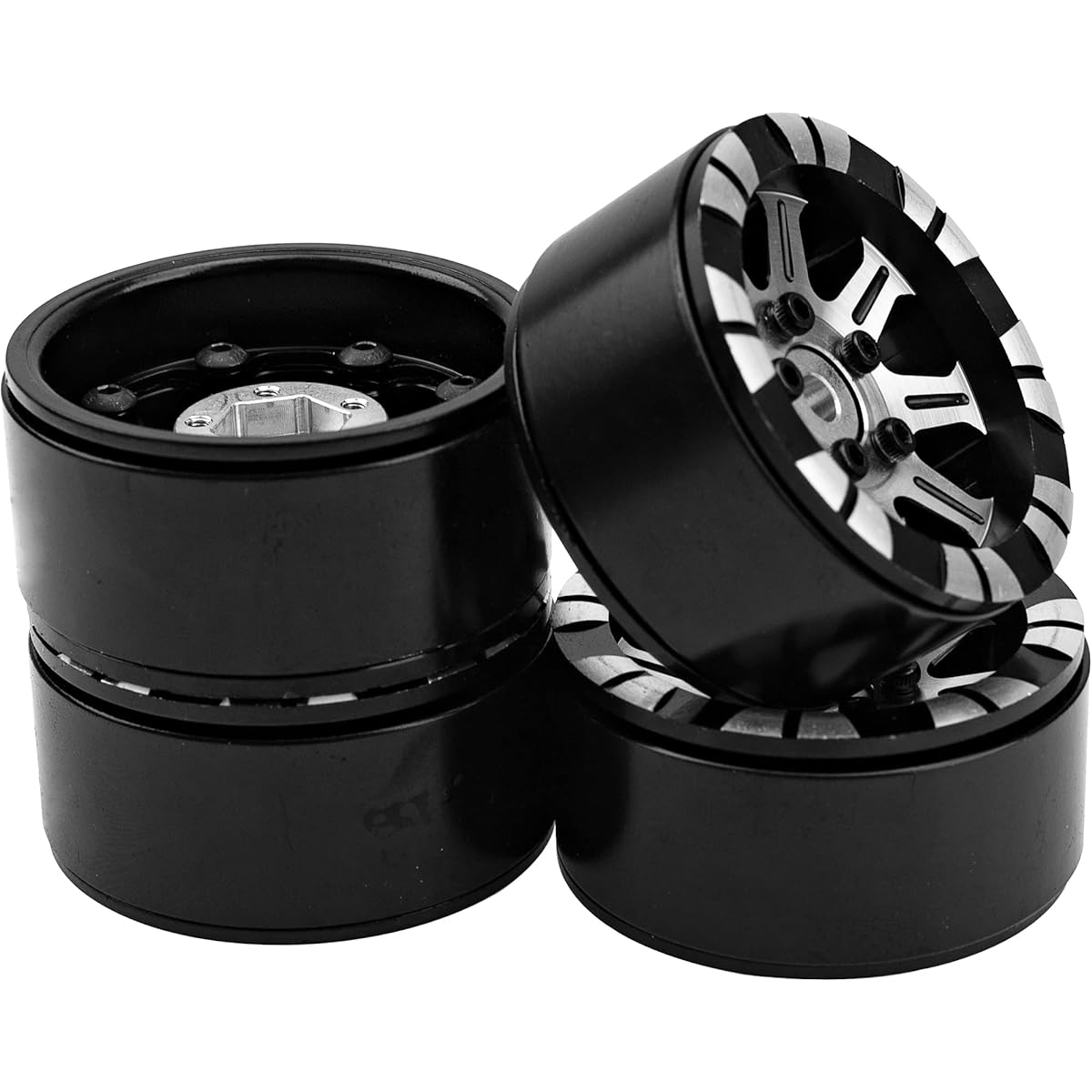 HIRCQOO Metal 1.9" Beadlock Wheel Rims 4 Pack 12 Hex Hub CNC Machined Compatible with Axial SCX10 90046 SCX10-III Redcat Gen7 Gen8 RC4WD D90 Traxxas TRX4 MST 1/10 RC Crawler