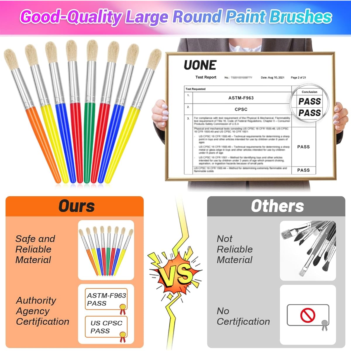 Anezus Paint Brushes 30 Pieces Round Paint Brushes for Kids Classroom Toddler Paint Brush Set Touch Up Preschool Nursery Washable Acrylic Paint Pumpkin Painting