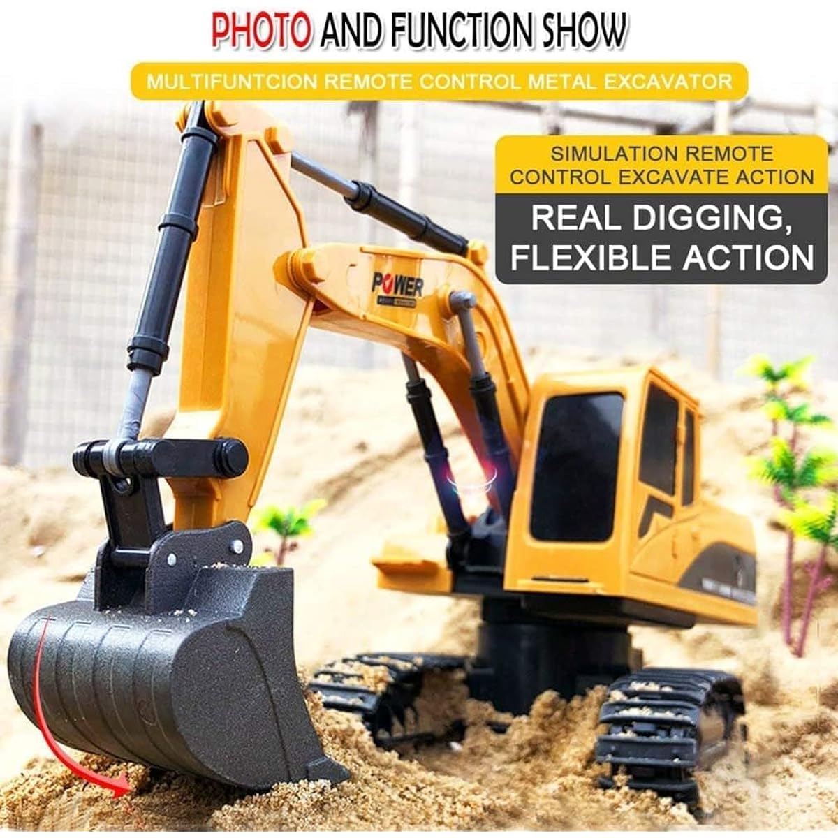 Ruutcasy Remote Control Digger Toy Digger Remote Control Excavator Excavator Toy Engineering Sand Digger Construction Vehicle Toy RC Excavator Toy for Kids, RX-0023