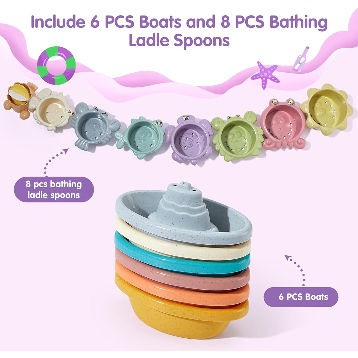 Bath Toys (14 Ocean Stacking Cups & Boats)