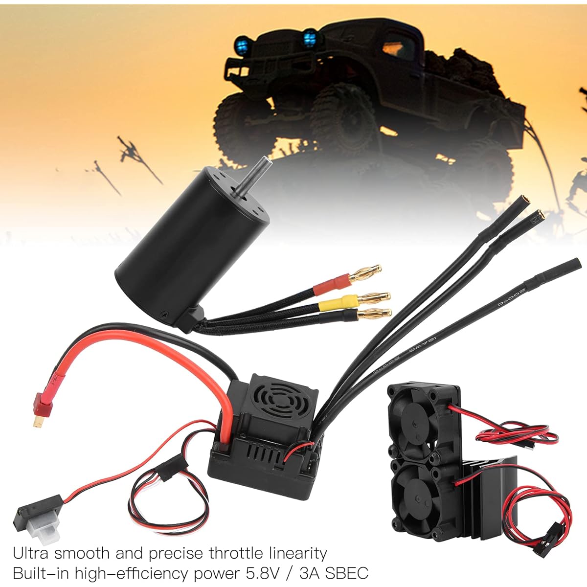 3660 3800KV Motor, Brushless Motor for 1/8 RC Car Waterproof Car Model Accessories 36603800KV 80A Brushless ESC Combo Set for 1/8 RC Car