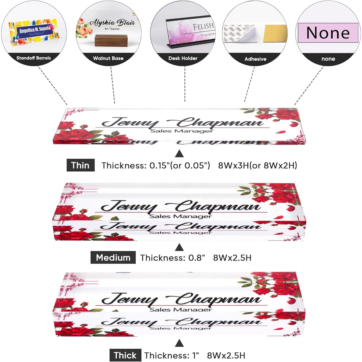 Personalized Desk Name Plate, Custom Clear Acrylic Office Decor 8"x3"