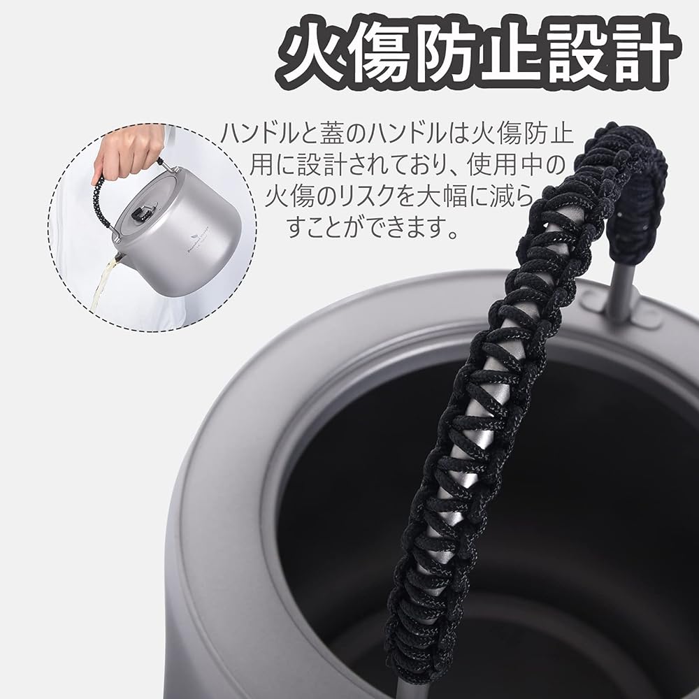 iBasingo 1.4L Ultra Light Titanium Kettle Teapot Open Fireable Outdoor Kettle Camping Tableware Picnic Kettle Cooker Cookware A-Ti3096D