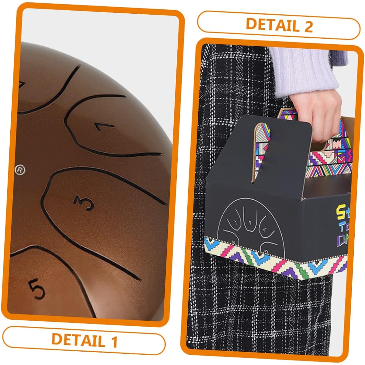 SWOOMEY 1 Set Wangyou Taiko Ether Drum Metal Ether Drum Handpan Tank Drum Children's Music Toy 6 Note Handpan Drum Portable Drum Alloy Carbon Steel Unique Steel Drum