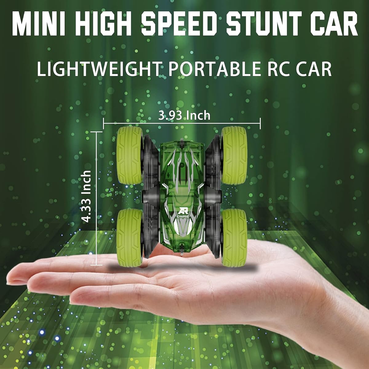 LFOLUSU RC Stunt Car for Kids, Mini Remote Control Car Double Sided 360° Flip Rotating Toy 4WD 2.4GHz with LED Lights for Adults Boys Girls Kids Gifts with 2 Rechargeable Batteries