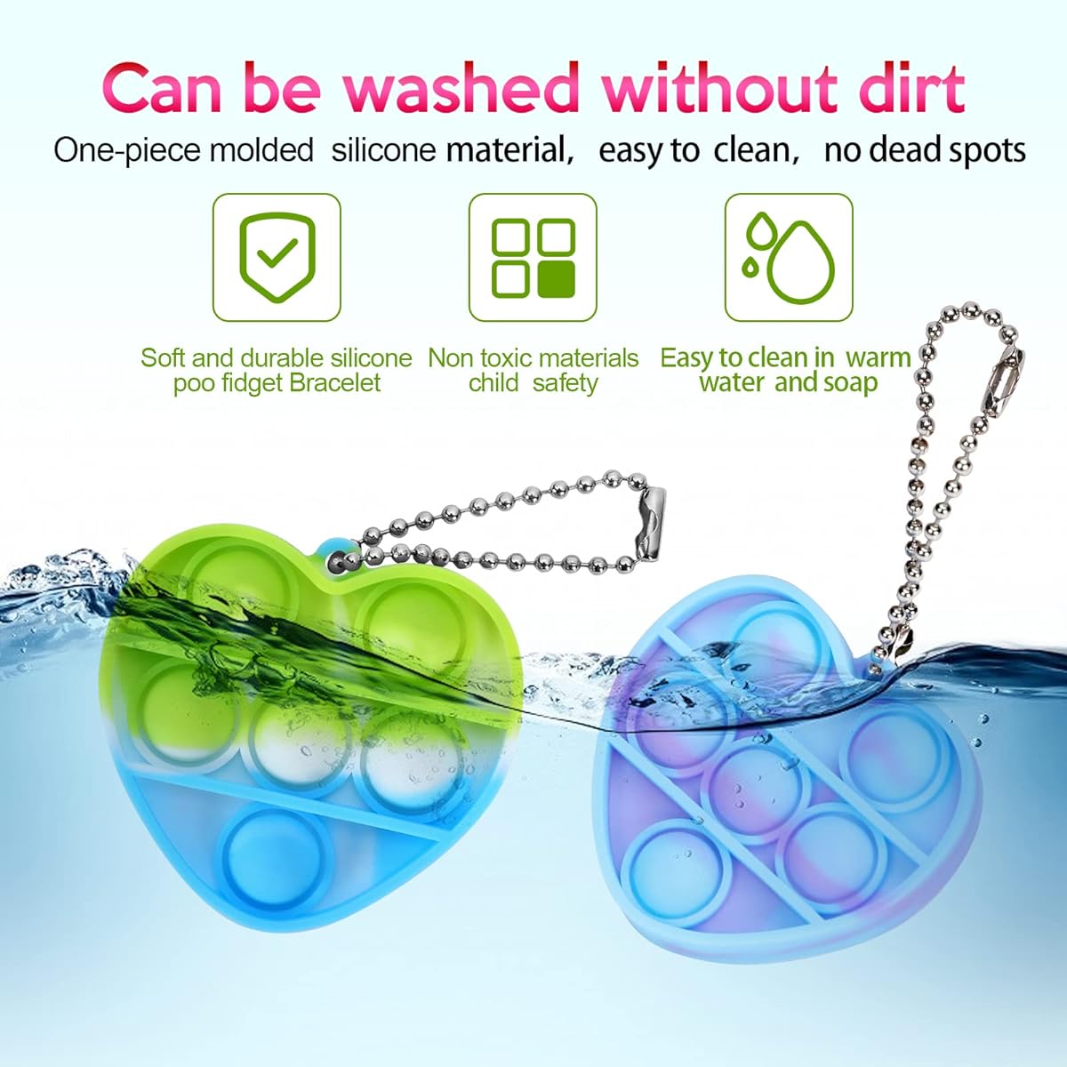 36 pcs Mini Heart Pop Fidget Toy Pack Party Favors Pop Bubble Fidgets Bulk Sensory Toys Pop Keychains Bubble Pop Toys Party Bag Fillers for Kids Wrap Pops Stress Relief Anxiety Relief