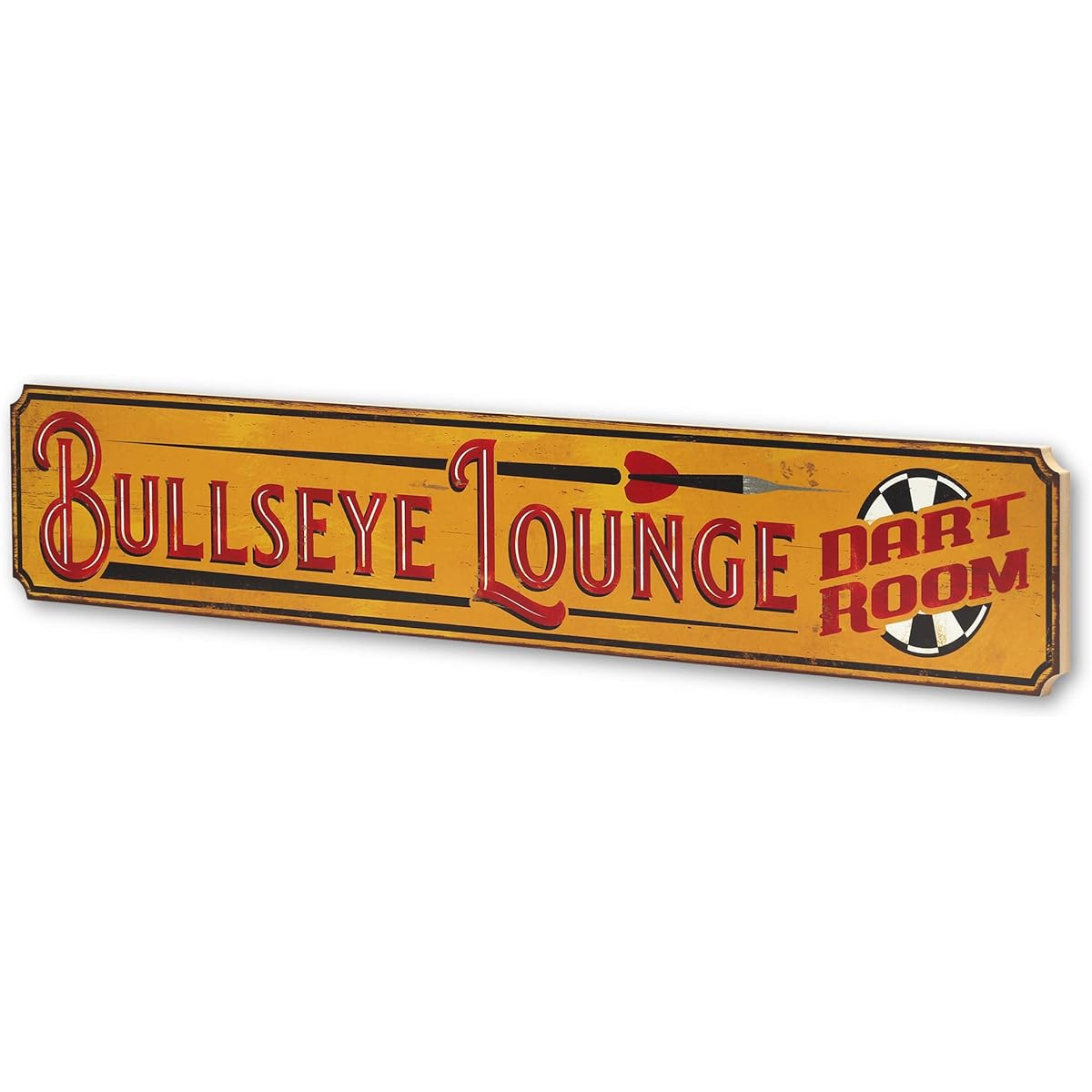Open Road Brands Bullseye Lounge Dart Room Wooden Wall Decor – For Man Cave, Game Room, Basement