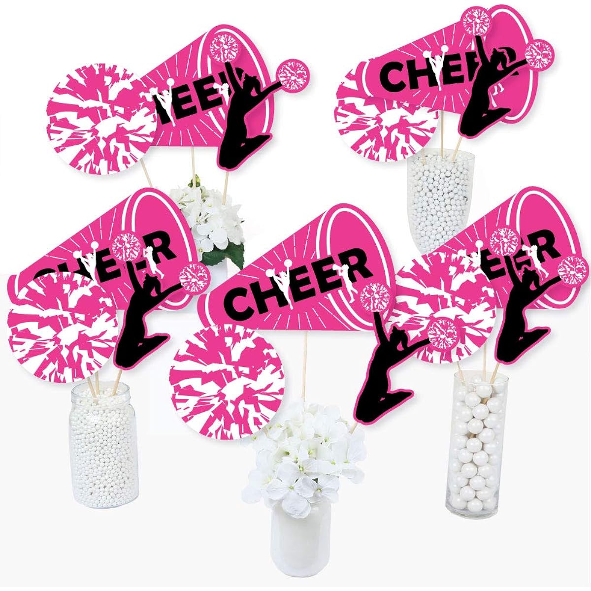 We Got Spirit - Cheerleading - Birthday Party Cheerleader Party Centerpiece Sticks - Table Toppers - Set of 15