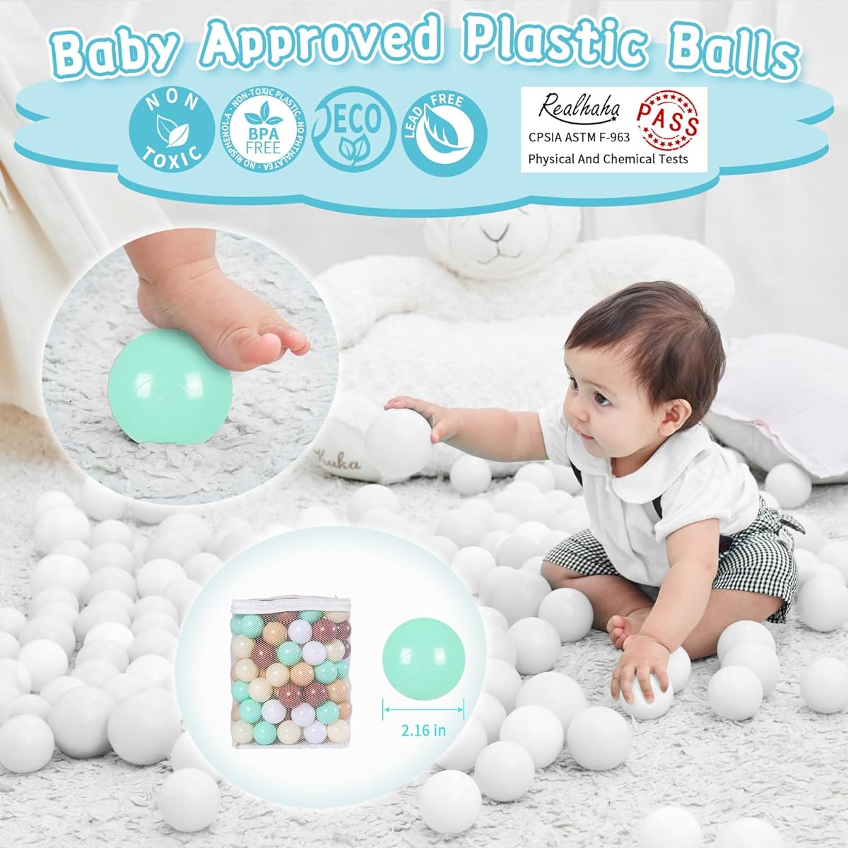 Neutral Ball Pit Balls for Toddlers - Fun and Colorful 100 Pack - Stimulate Imaginative Play and Motor Skills