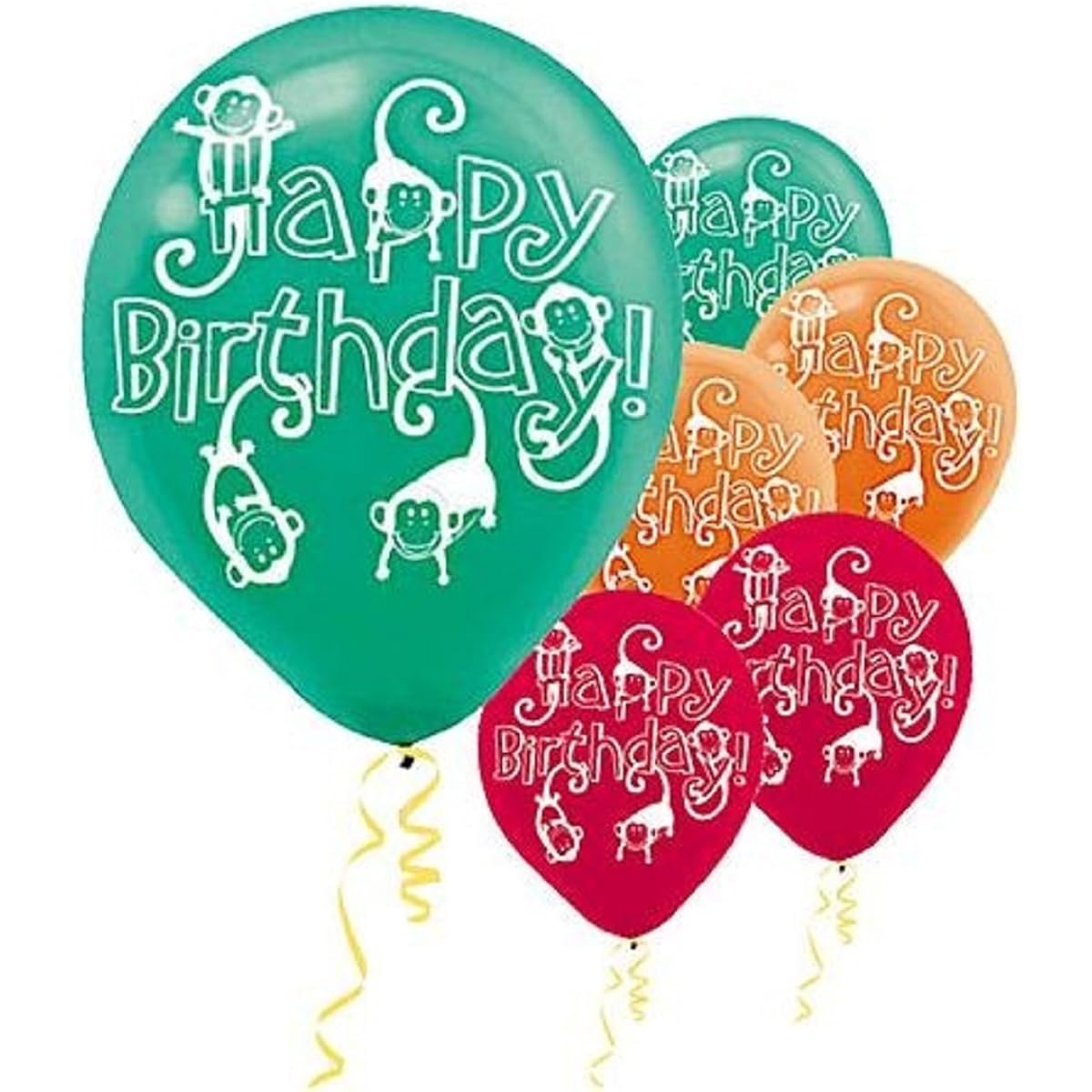Colorful Jungle Animal Print Latex Balloons for Birthday, 12 Inch, Green/Orange/Red