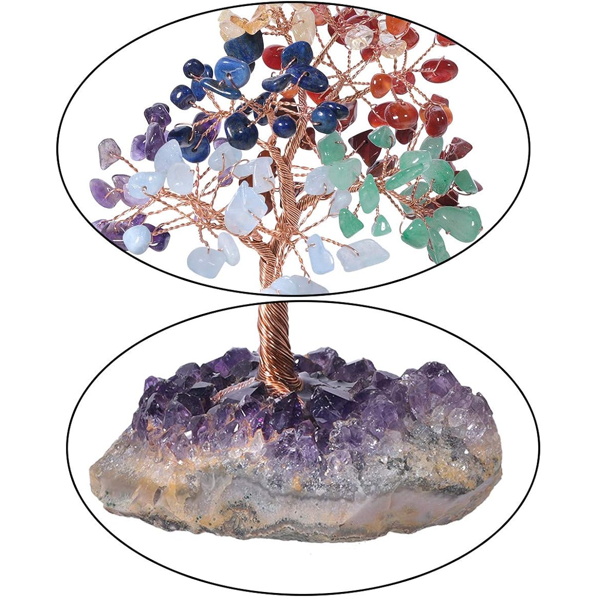 mookaitedecor 7 Chakra Crystal Tree Amethyst Cluster Crystal Base Money Tree Home Decoration Reiki Wealth Luck Feng Shui
