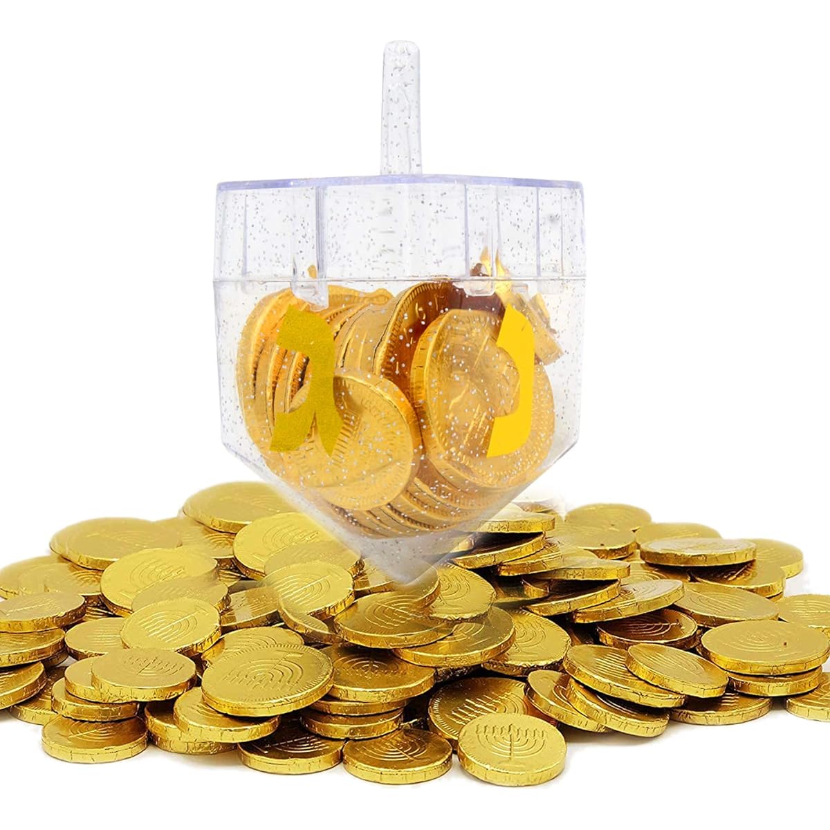 Hanukkah Fillable Dreidel Transparent Clear Hanukkah Gelt Hanukkah Chocolate (4 Pack)