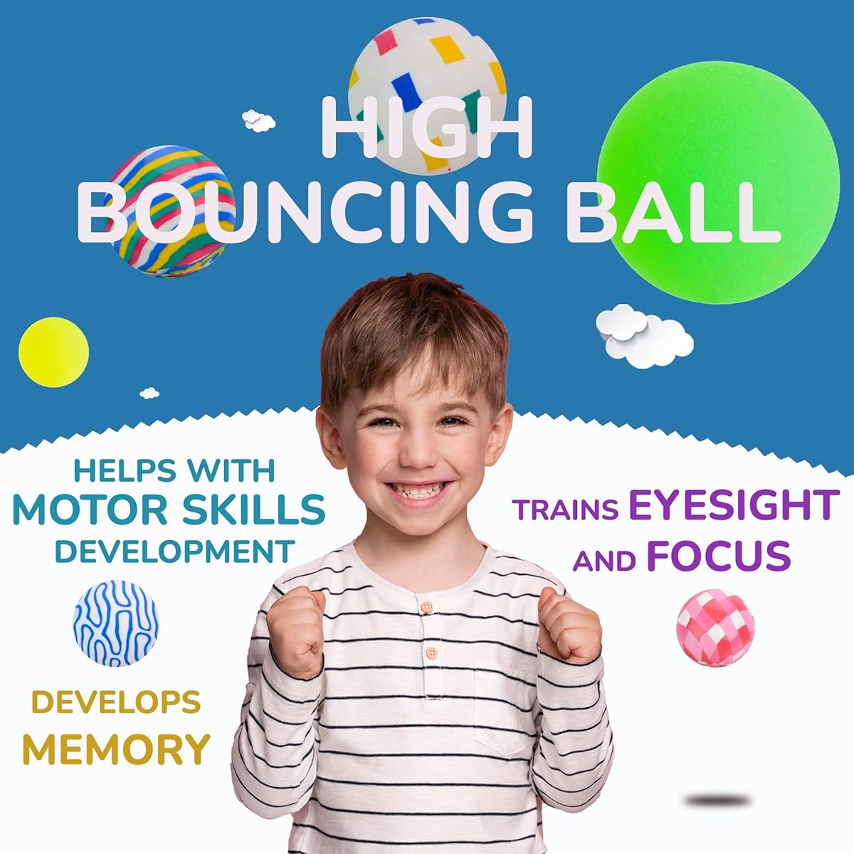 Entervending Bouncy Ball - 6 Rubber Balls for Kids - Mixed Bouncy Ball - 60mm Big Bouncy Ball - Bouncing Ball Party Favors