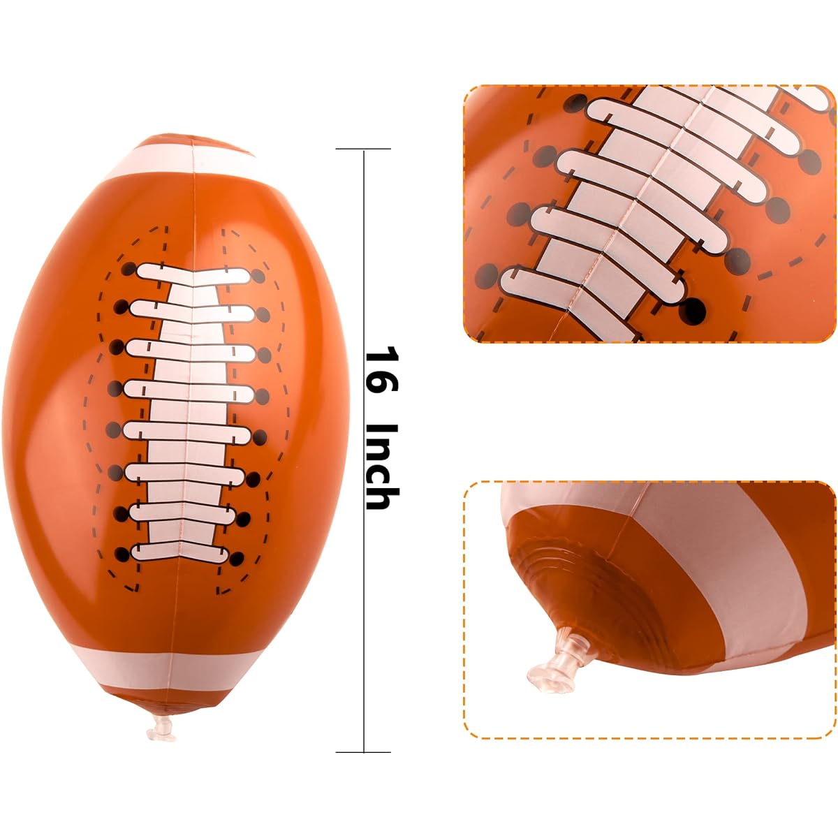 Restroma 30 Pack 16" Inflatable Footballs Bulk Inflatable Football Beach Balls Large Inflatable Football Beach Balls for Summer Pool Beach Party Favors Sports Games