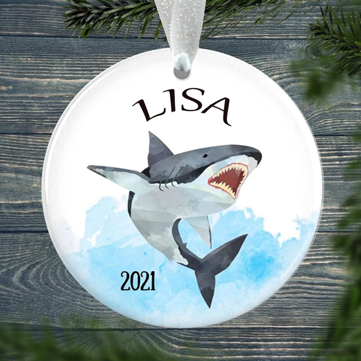 Shark Ornaments - Shark Christmas Ornaments - Shark Gift Ideas - Personalized Ornaments - White Shark Gifts - Custom Ornaments