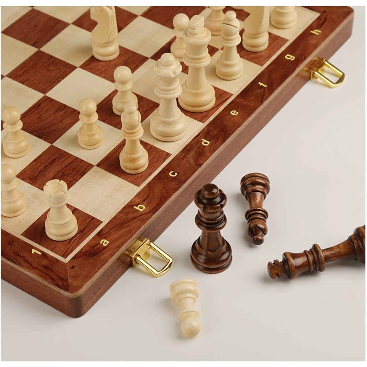 2 in 1 Foldable Wooden Chess Set Adult/Chess Piece Box 3" King Height Chess Pieces 2 Extra Free Queen 15" Unique Chess Set and Board Game Kids/Men's Gift