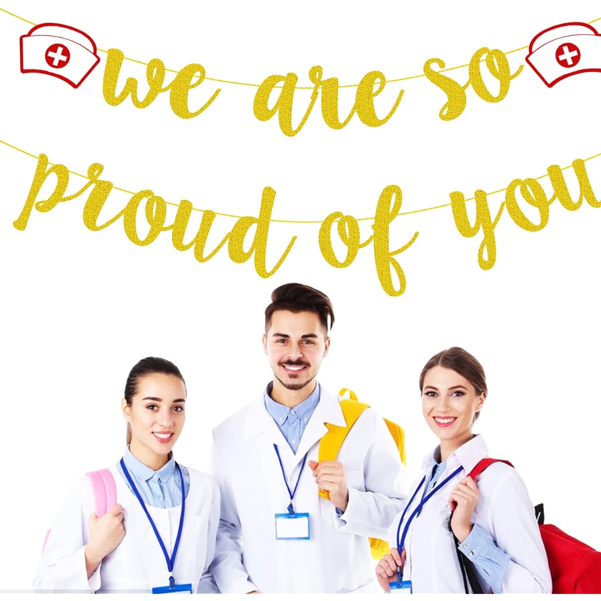 Nursing School Graduation Party Decoration Gold Glitter We Are So Proud Of You Banner Nurse Medical School Graduation Party Nurse Week Decoration Nursing School Congratulations Graduation Supplies