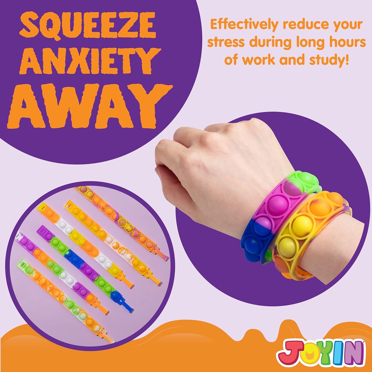 JOYIN Pop Fidget Toy Halloween It Bracelet Wearable Pop Bubble Sensory Toy Stress Relief Finger Press Silicone Wristband Halloween Party Favors Halloween Treat Bag Gift 24 Pieces