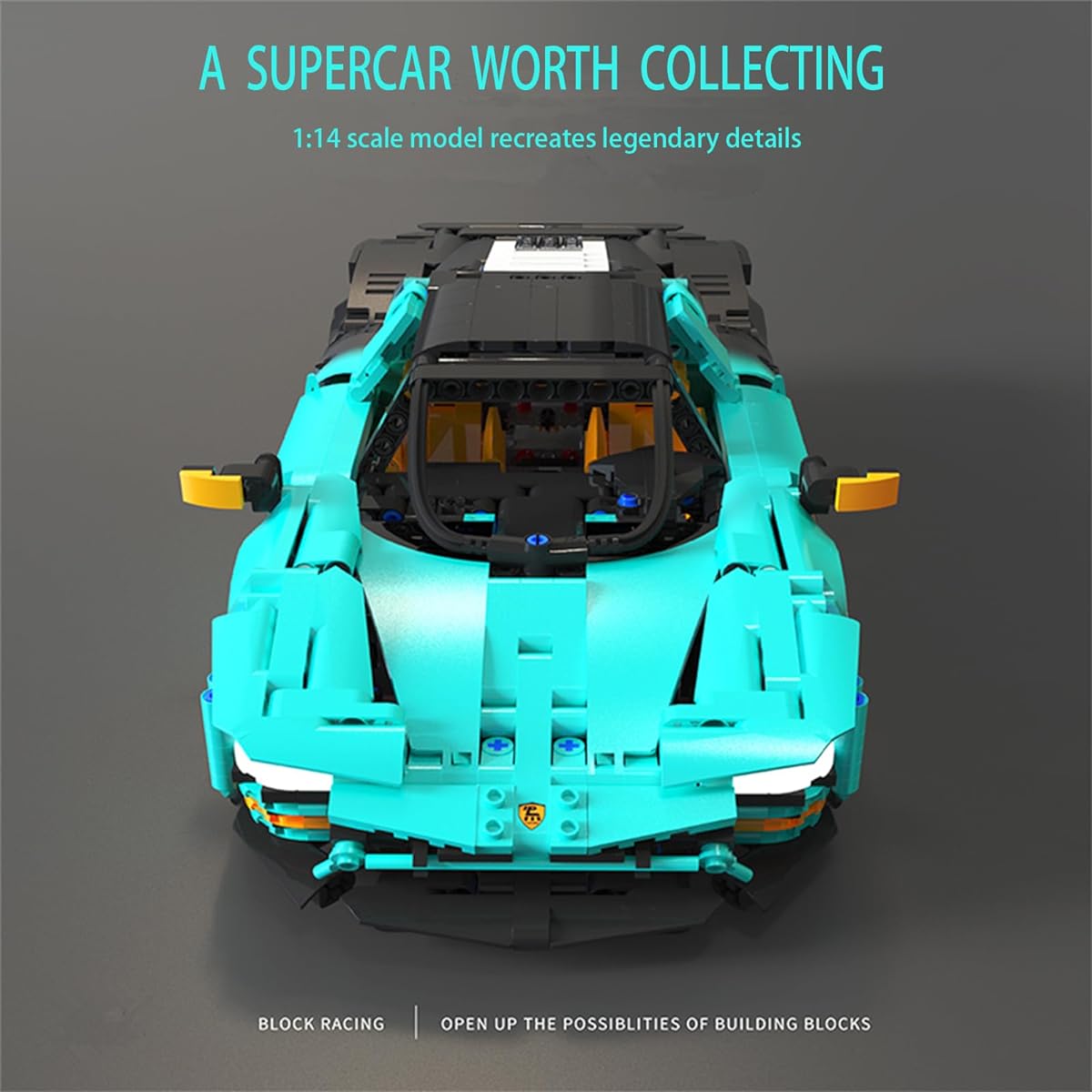 CAEROKEERL Super Racing Building Block Set 1:14 Scale MOC Model Car Collectible Sports Car Toy Gift for Boys 10-12-14 Adults 2023 Model (1589 Pieces)