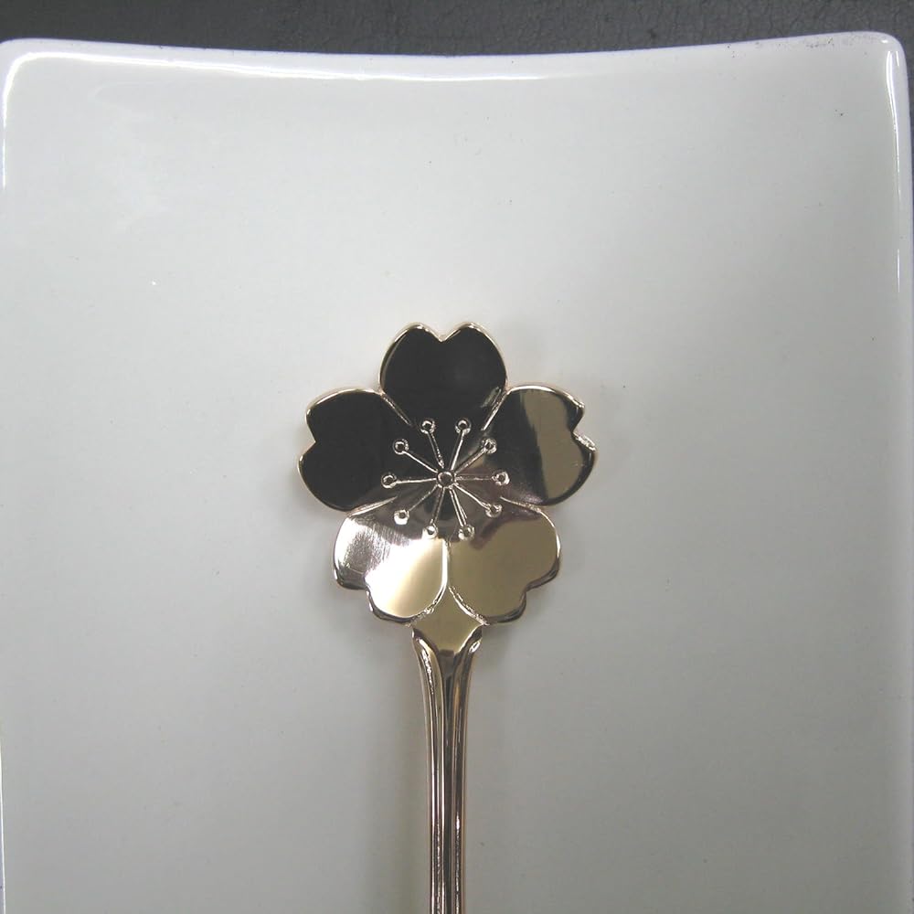 Nagao Tsubamesanjo Flower Coffee Spoon Pink Gold Sakura Set of 12 Made in Japan