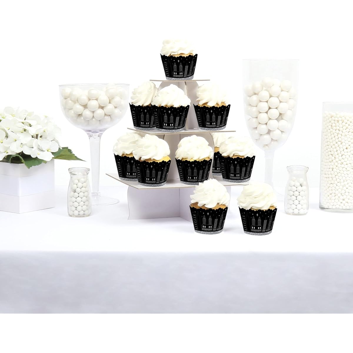 Big Dot of Happiness Nighttime City Skyline - New York Party Decorations - Party Cupcake Wrappers - Set of 12