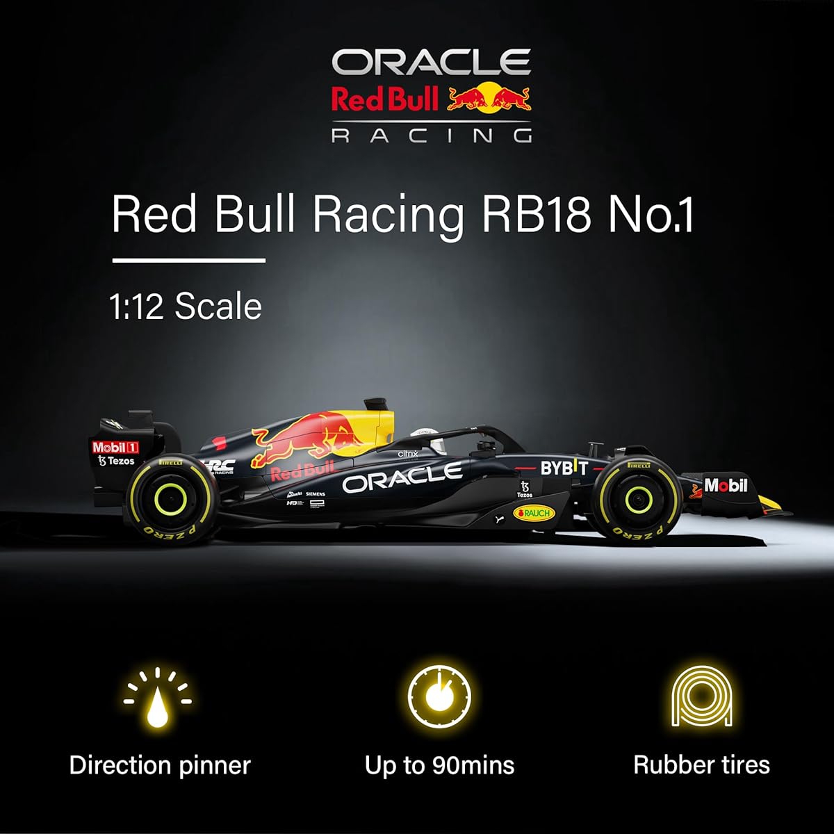Voltz Toys Authentic 1:12 Scale Licensed RedBull RB18 Remote Control Car Model - Super F1 Racing Collection for Kids and Adults - 2.4GHz RC Car for Gift (1:12 Red Bull RB18 NO.1))