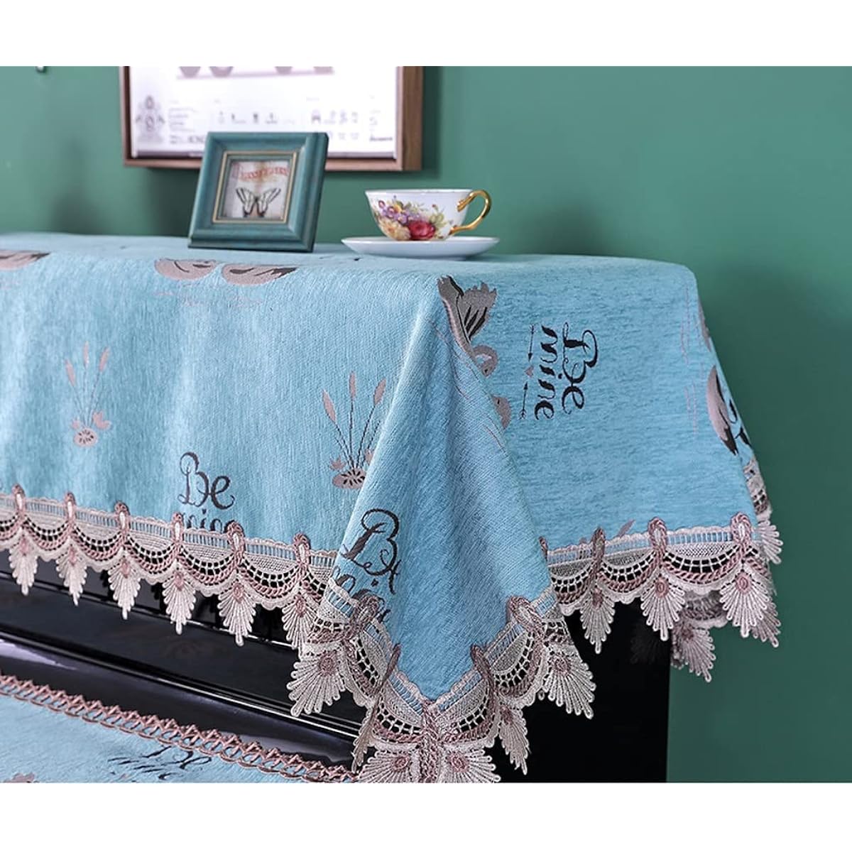Upright Piano Cover Lace Cloth Decoration Thick Piano Cover Dust Cover Simple Piano Towel 3-Piece Set High-End Piano Cover Instrument Accessories (Size : Stool Cover 78*38cm)